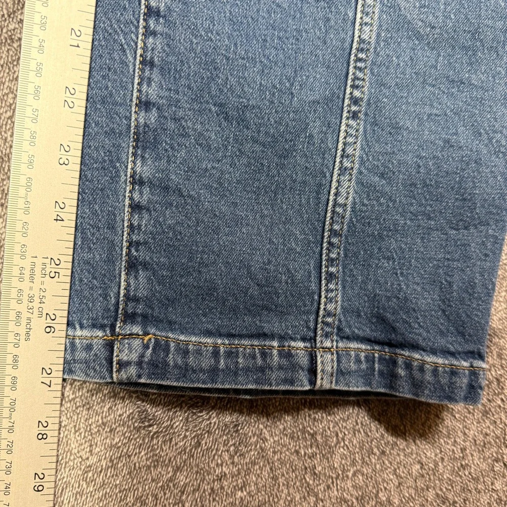 Gap Jeans 90s Loose Cargo Mid Rise‎ Petite 25/0P Medium Wash Paint Splatter